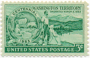 1953 Washington Territory Single 3c Postage Stamp  -  Sc# 1019 -  MNH,OG