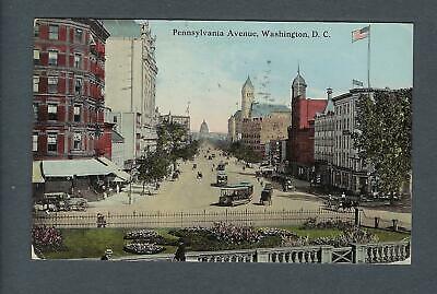VEGAS - Posted 1913 Washington, DC - Pennsylvania Ave. Trolley Postcard - FE409