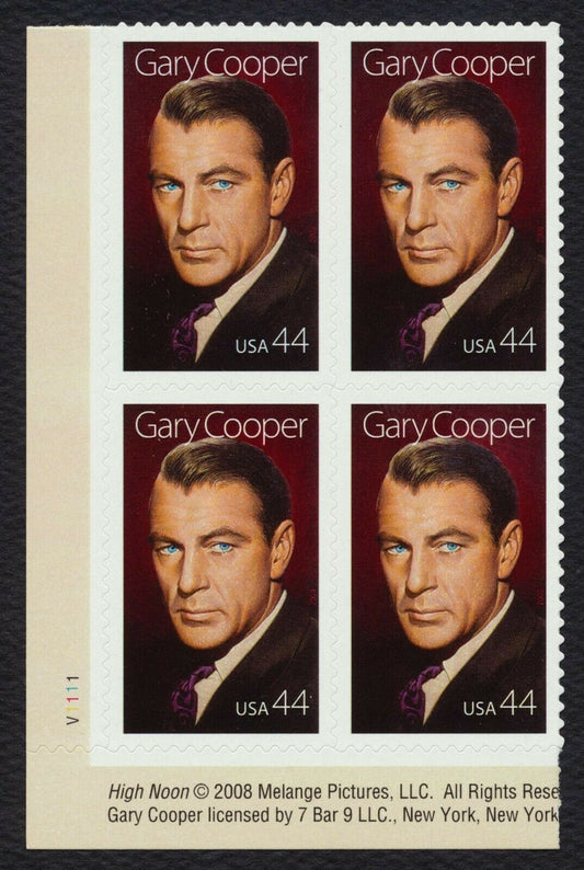2009 Gary Cooper Plate Block Of 4 44c Postage Stamps - Scott 4421 - MNH, OG - DC131