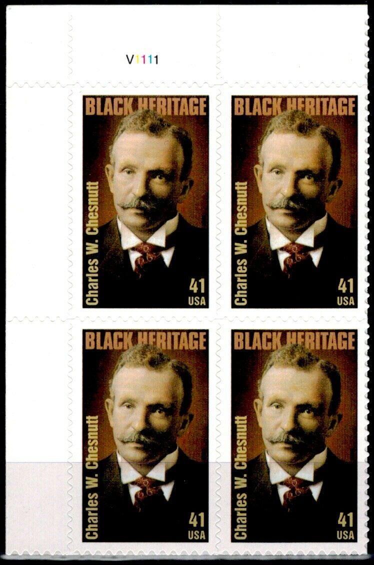 2008 - Charles Chesnutt Plate Block Of 4 41c Postage Stamps - Scott 4222 - MNH, OG - DC104