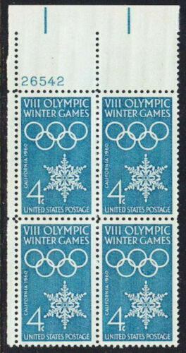 1960 Olympic Games In California Plate Block of 4 4c Postage Stamps - MNH, OG - Sc# 1146