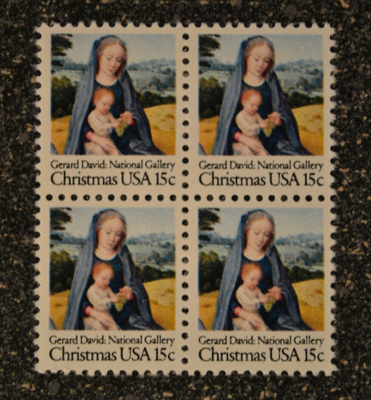 1979 Christmas Madonna By Gerard David Block Of 4 15c Postage Stamps - Scott 1799 - MNH, OG - CQ75a