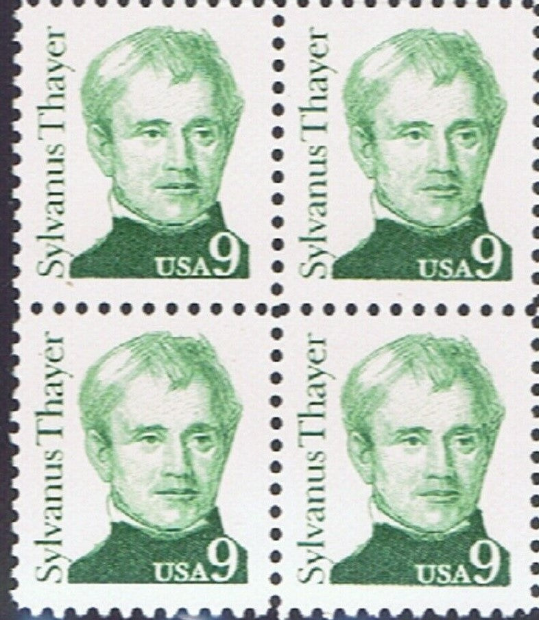 1985 Sylvanus Thayer Block of 4 9c Postage Stamps - MNH, OG - Scott 1852
