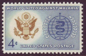 1962 United Against Malaria Single 4c Postage Stamp - Sc# 1194 - MNH, OG - CX594