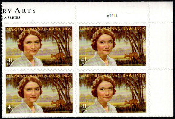 2008 Marjorie Rawlings Plate Block of 4 41c Postage Stamps - Scott# 4223 - MNH, OG - DC106