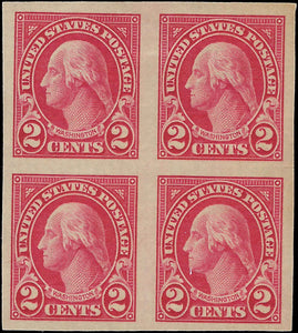 VEGAS - 1923-25 - Scott577 2c Washington Imperf Block - Superior Centering!, MH OG
