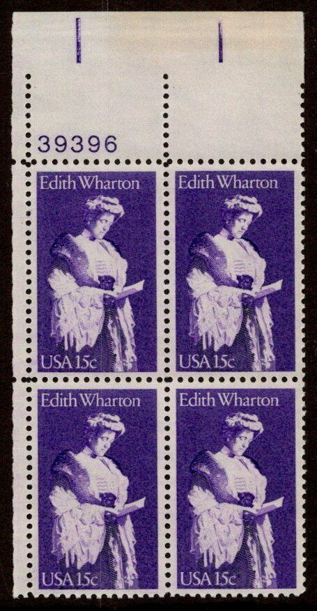 1980 Edith Wharton Plate Block Of 4 15c Postage Stamps - Scott 1832 - MNH, OG - CT56b