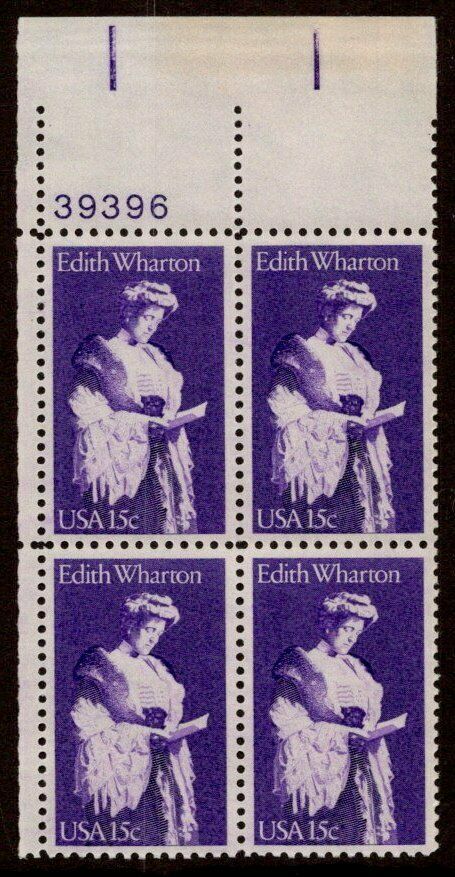 1980 Edith Wharton Plate Block Of 4 15c Postage Stamps - Sc# 1832 - MNH, OG - CT56b