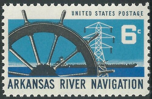 1968 Arkansas River Navigation Single 6c Postage Stamp - MNH, OG - Sc# 1358 - CX347