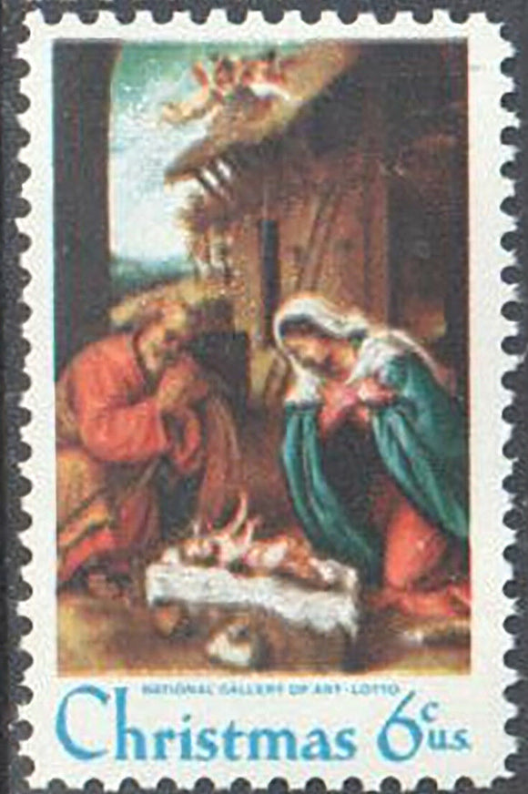 1970 -Christmas Nativity Single 6c Postage Stamp - Sc# 1414 - MNH, OG - CW300c