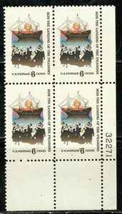 1970 Landing Of The Pilgrims In 1620 - Thanksgiving - Plate Block Of 4 6c Postage Stamps - Sc# 1420 - MNH, OG - CX518