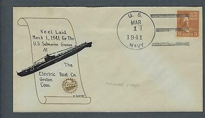 VEGAS - 1941 Submarine USS Grunion Keel Laid Spader Cover Groton - FJ199