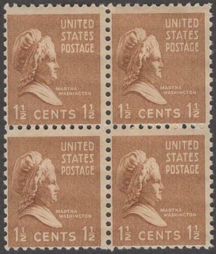 1938 - Martha Washington Block of 4 1 1/2c Postage Stamps - Scott 805 - MNH, OG - CX566