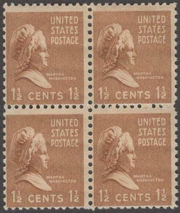 1938 - Martha Washington Block of 4 1 1/2c Postage Stamps - Sc# 805 - MNH, OG - CX566