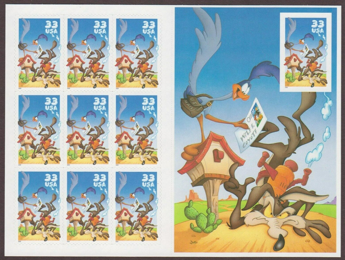 VEGAS - 2000 Road Runner *Error* 10th Stamp Imperf - Fresh! - Scott 3392 - ER59