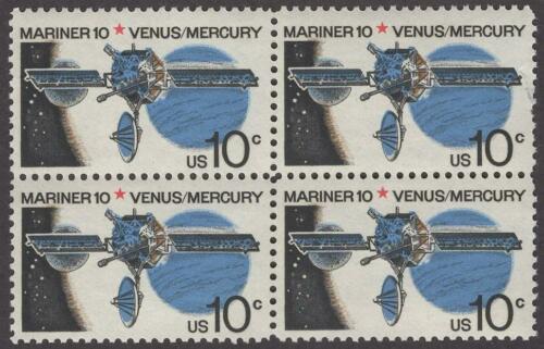 1975 Space Mariner Block Of 4 10c Postage Stamps - Sc# 1557 - MNH, OG - CX476a