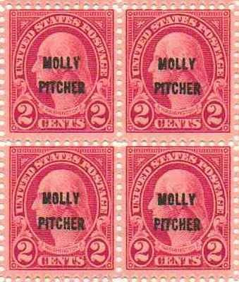 1928  Battle of Monmouth, Molly Pitcher  Block of 4  2c Postage Stamps - Scott 646 - MNH,OG