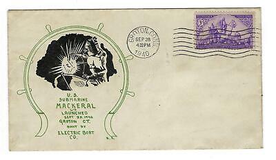 VEGAS - 1940 Submarine USS Mackeral Launch Cover - Groton - FF199