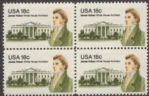 1981 James Hoban White House Architect Block of 4 18c Postage Stamps - MNH, OG - Sc# 1935