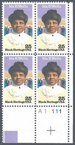 1990 Ida Wells, Black Heritage Plate Block of 4 25c Postage Stamps Sc# 2442 - MNH, OG - CX854