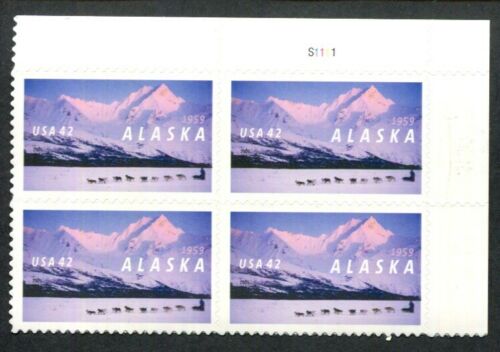 2009 Alaska Statehood Plate Block of 4 42c Postage Stamps - Sc 4374 - MNH - DM129