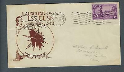 VEGAS - 1945 Submarine USS Cusk Launch Spader Cover - Groton - FK124