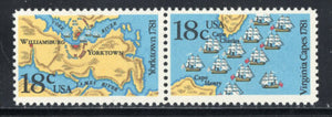 1981 Battle Of Yorktown Bicentennial Pair of 18c Postage Stamps - Sc# 1937-1938 - MNH, OG - CW14b