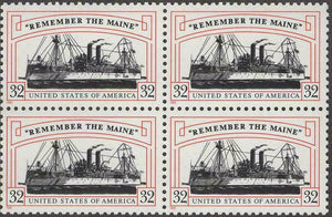 1998 Remember the Maine Block of 4 32c Postage Stamps - MNH, OG - Sc# 3192
