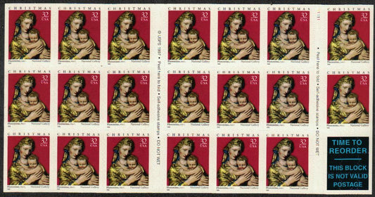 1998 Christmas Madonna From 15th Century Florence Pane Of 20 32c Stamps - Scott 3244 - MNH, OG - CX67