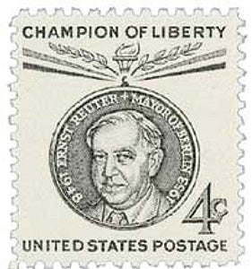1959 Ernst Reuter Single 4c  Postage Stamp  - Sc#1136  - MNH,OG