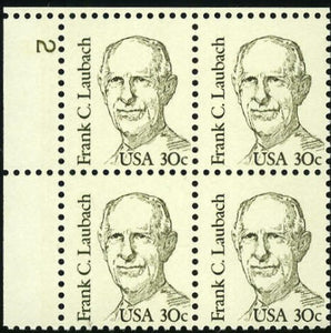 1984 Frank C. Laubach Missionary Plate Block of 4 30c Postage Stamps - MNH, OG - Sc# 1864