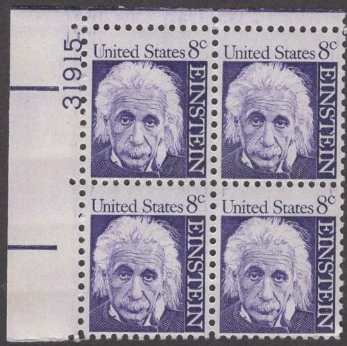 1965-78 - Albert Einstein Plate Block Of 4 8c Postage Stamps - Sc# 1285 - MNH, OG - CX488