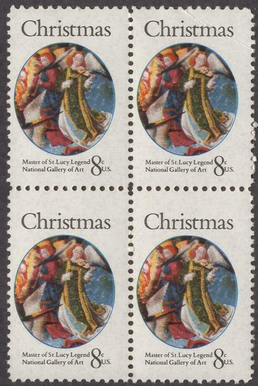 1972 Christmas Angels Master Of St Lucy Legend Block Of 4 8c Postage Stamps Scott 1471 - MNH - CW429