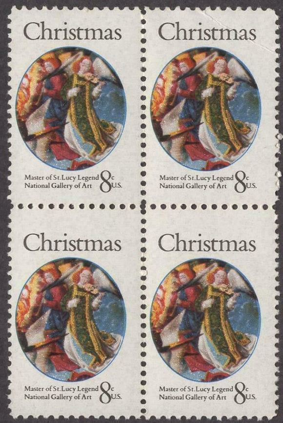 1972 Christmas Angels Master Of St Lucy Legend Block Of 4 8c Postage Stamps - Sc 1471 - MNH - CW429