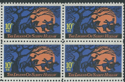 1974 Halloween Legend Of Sleepy Hollow Block Of 4 10c Postage Stamps - Scott 1548 - CW378