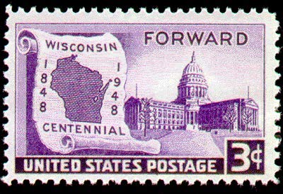 1948  Wisconsin Centennial Single 3c Postage Stamp  -  Sc#957-  MNH,OG