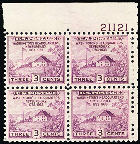 1933 Peace of 1783 Plate Block of 4 3c Postage Stamps -Scott727- MNH,OG