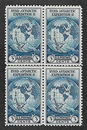 1935 Byrd Antarctic Expedition Block of 4 3c Postage Stamps  - Scott 753 - MNH,OG
