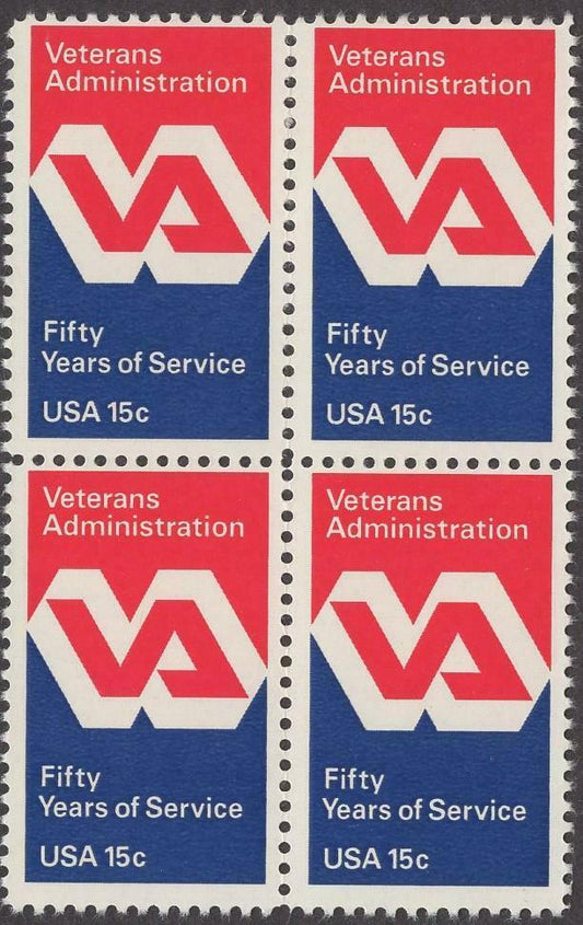 1980 Veterans Administration Block Of 4 15c Postage Stamps - Scott 1825 - MNH, OG - CW18b