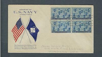 VEGAS - 1945 Honoring The US Navy First Day Cover - Blk Of 4! - Scott 935 - FG139