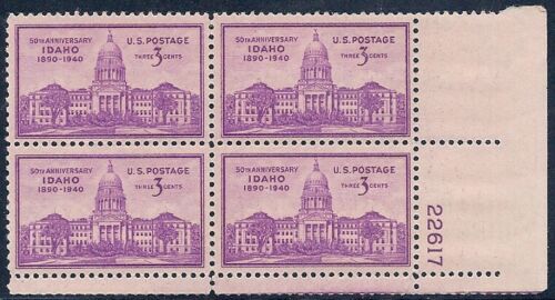 Idaho Statehood Plate Block of 4 3c Postage Stamps - MNH, OG - Scott 896