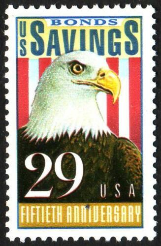 1991 Savings Bonds, 50th Anniv. Single 29c Postage Stamp - MNH, OG - Sc# 2534