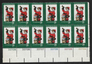 1972 Santa Plate Block Of 12 8c Postage Stamps - Sc 1472 - MNH - CW425b