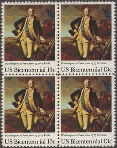 1977 George Washington At Princeton Block Of 4 13c Postage Stamps - Sc 1704 - MNH - CW431