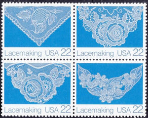1987 Lacemaking Block Of 4 22c Postage Stamps - Sc# 2351-2354 - MNH, OG - CW39a