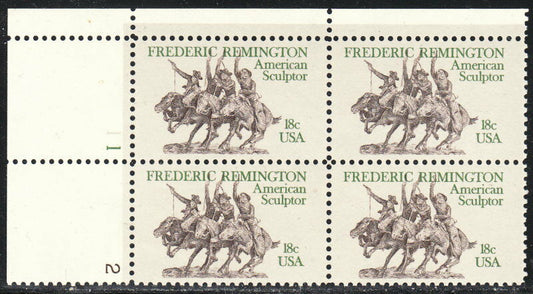 1981 Fredrick Remington American Artist Plate Block Of 4 18c Postage Stamps - Scott 1934 - MNH, OG - CW15a