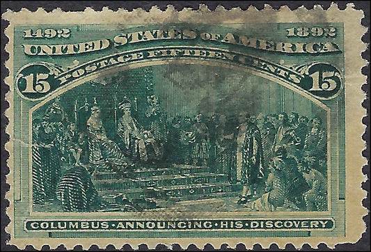 VEGAS - 1893 15c Columbian - Scott238 - Tear Left Side