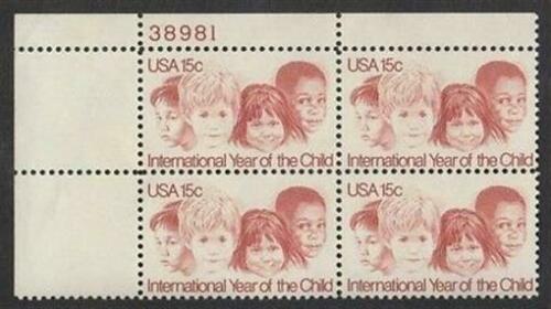 1979 International Year of the Child Plate Block of 4 15c Postage Stamps - MNH, OG - Sc# 1772