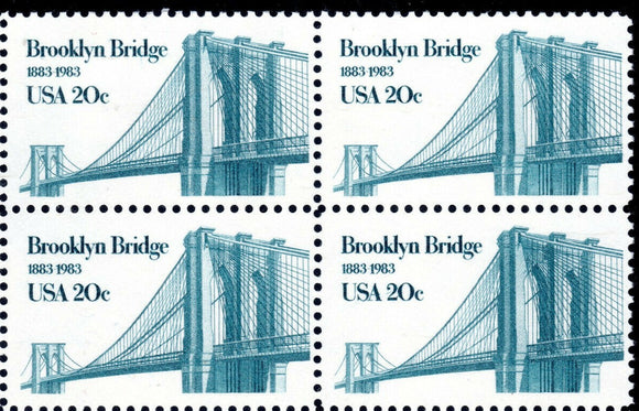 1983 Brooklyn Bridge Block Of 4 20c Postage Stamps - Sc# 2041 - MNH, OG - CW249a