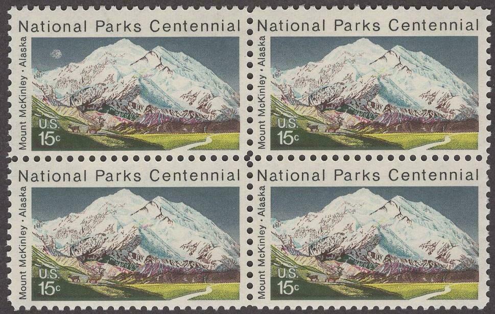 1972 National Parks Centennial Block of 4 15c Postage Stamps - MNH, OG - Scott 1454 - BC45
